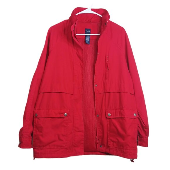 Basic Editions Cargo Jacket Womens Small Red Lightweight Utility Jacket - Picture 1 of 6